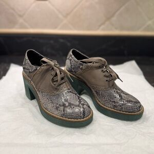 Geox Gray and Green Platform Shoes with Chunky Sole